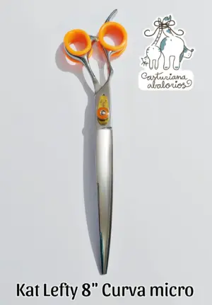 TIJERA KAT LEFTY CURVA Microdentada 8"