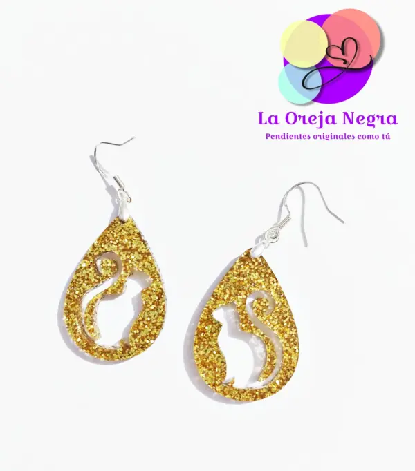Pendientes LÁGRIMA GATO Varios Colores - Imagen 2
