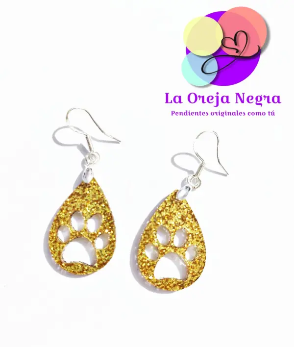 Pendientes LÁGRIMA HUELLA Dorada Purpu