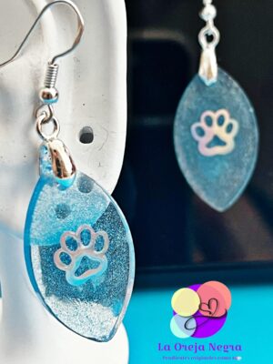 Pendientes lágrima huella azul