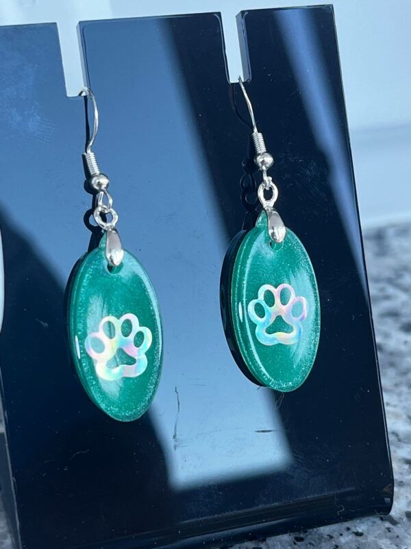 Pendientes Huella verde oval