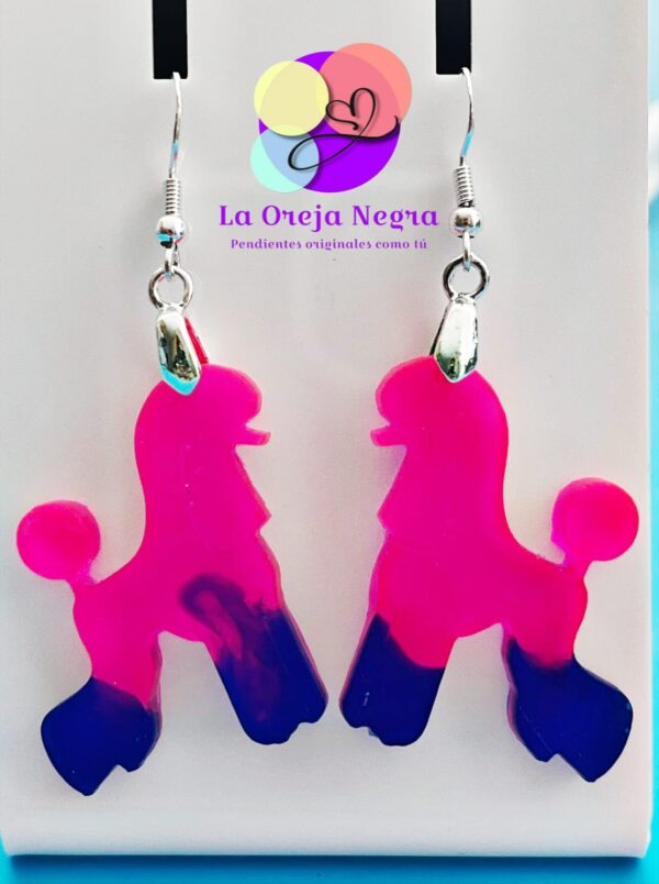 Pendientes Caniche Moderno Fuxia Azul