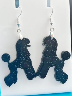 Pendientes Caniche Escandinavo negro purpurina