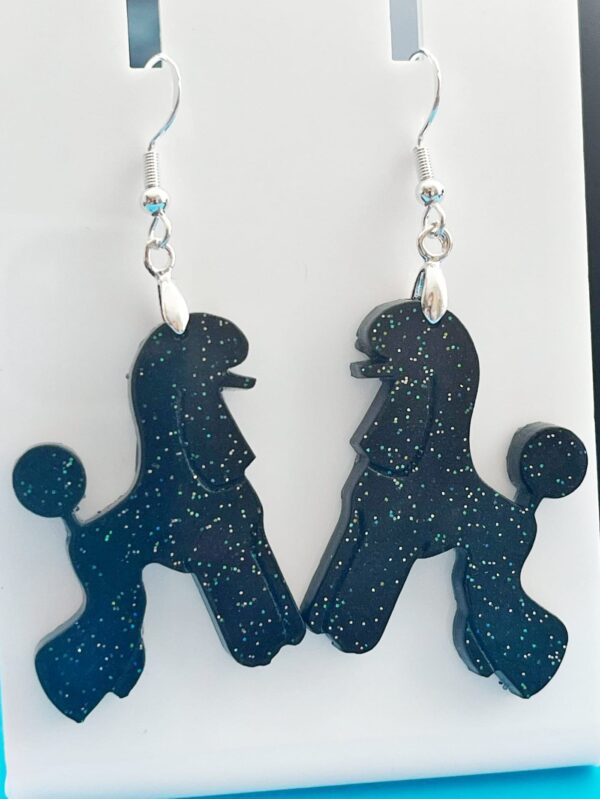 Pendientes Caniche Escandinavo negro purpurina
