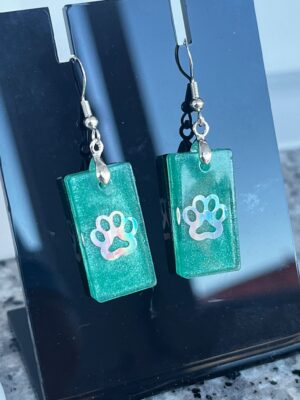 Pendientes Huella verde rectangular