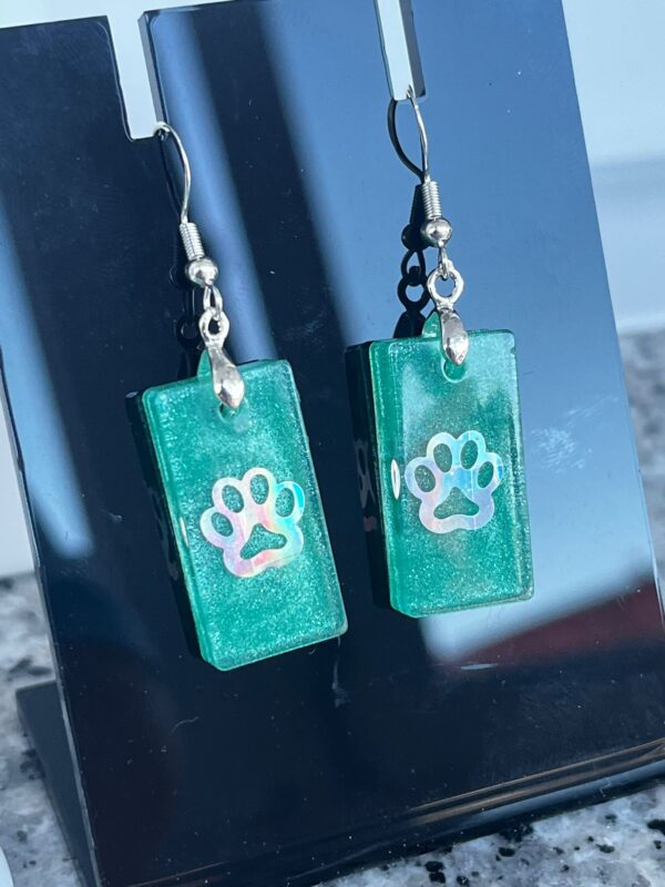Pendientes Huella verde rectangular