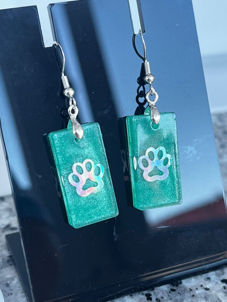 Pendientes Huella verde rectangular