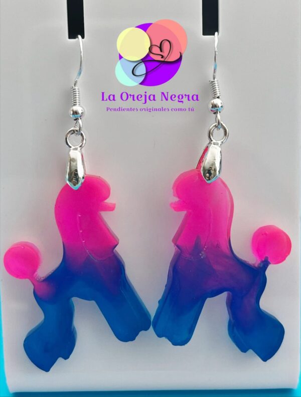 Pendientes Caniche Moderno Azul Fuxia