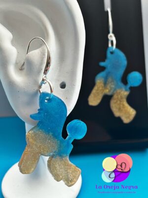 Pendientes Caniche Escandinavo dorado y azul