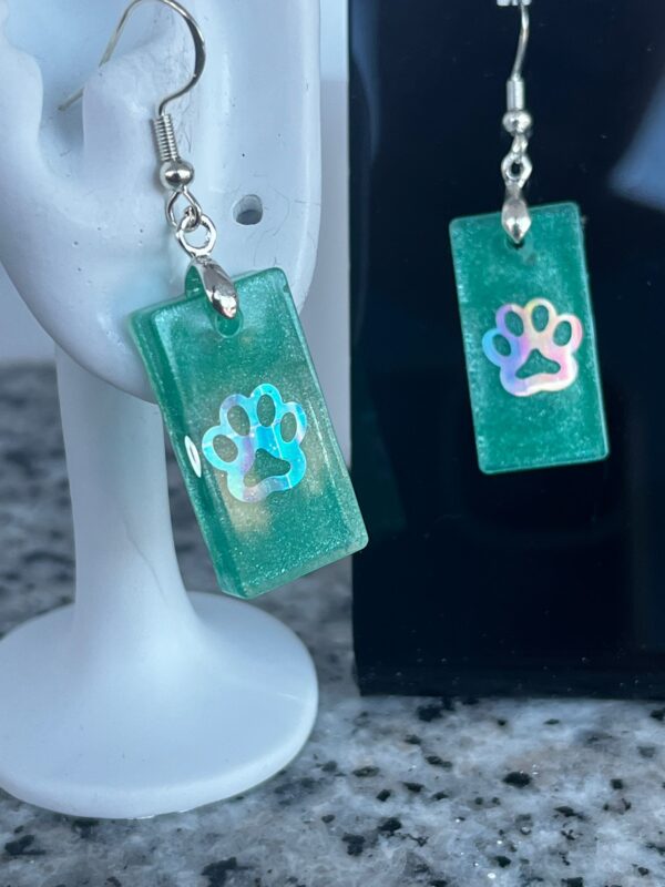 Pendientes Huella verde rectangular - Imagen 2