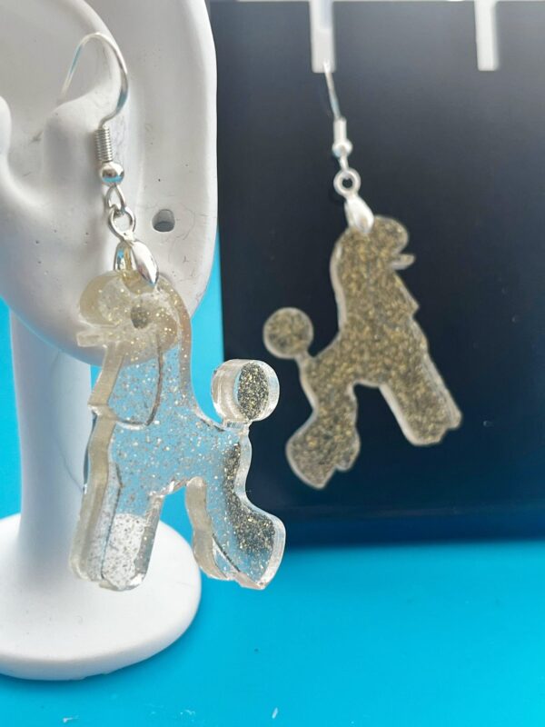 Pendientes Caniche Moderno Dorado purpurina - Imagen 2