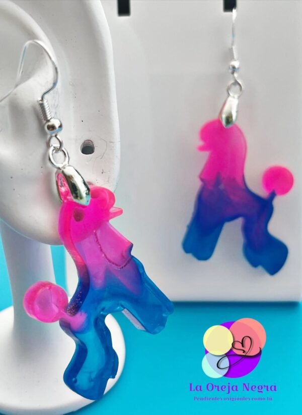 Pendientes Caniche Moderno Azul Fuxia - Imagen 3
