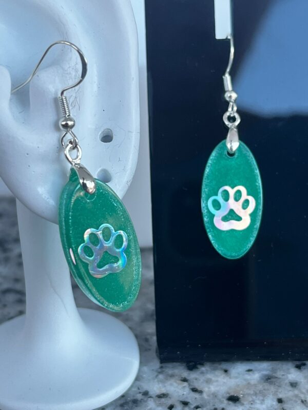 Pendientes Huella verde oval - Imagen 2