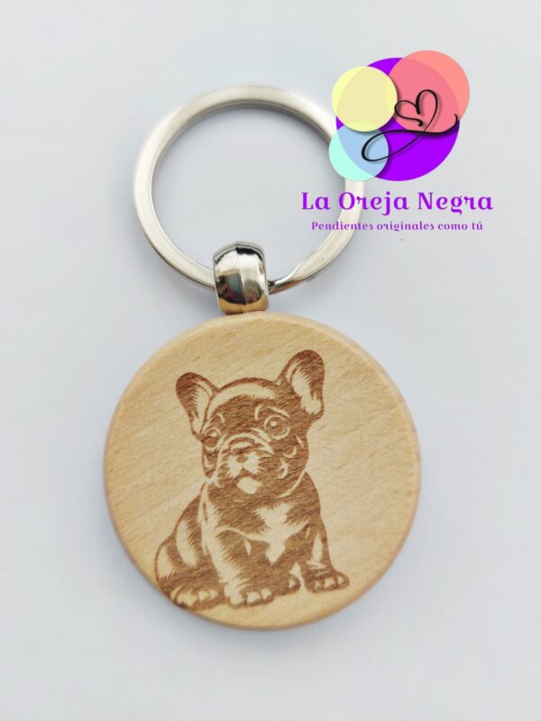 Llavero BULLDOG FRANCÉS CACHORRO madera