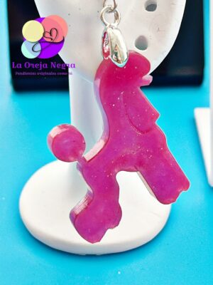 Pendientes Caniche Escandinavo rosa purpurina