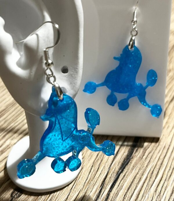 Pendientes Caniche Continental caminando Azul - Imagen 2