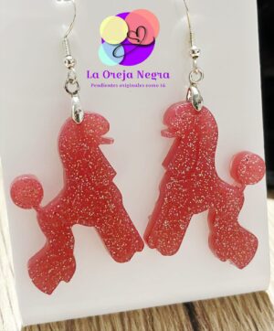 Pendientes Caniche Moderno Coral purpurina
