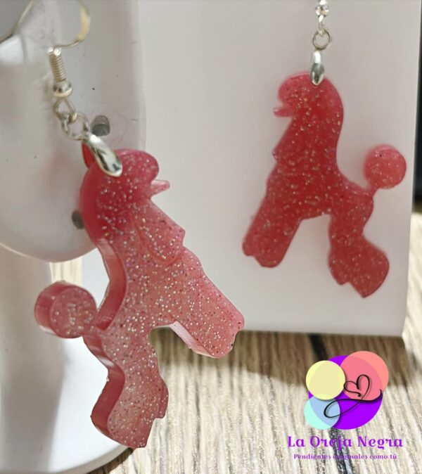 Pendientes Caniche Moderno Coral purpurina - Imagen 2