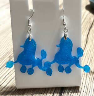 Pendientes Caniche Continental caminando Azul