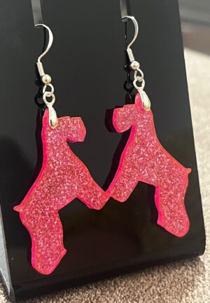 Pendientes Schnauzer Fuxia Purpurina - Azul