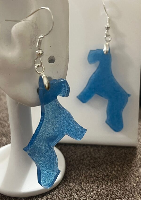 Pendientes Schnauzer Fuxia Purpurina - Azul - Imagen 2