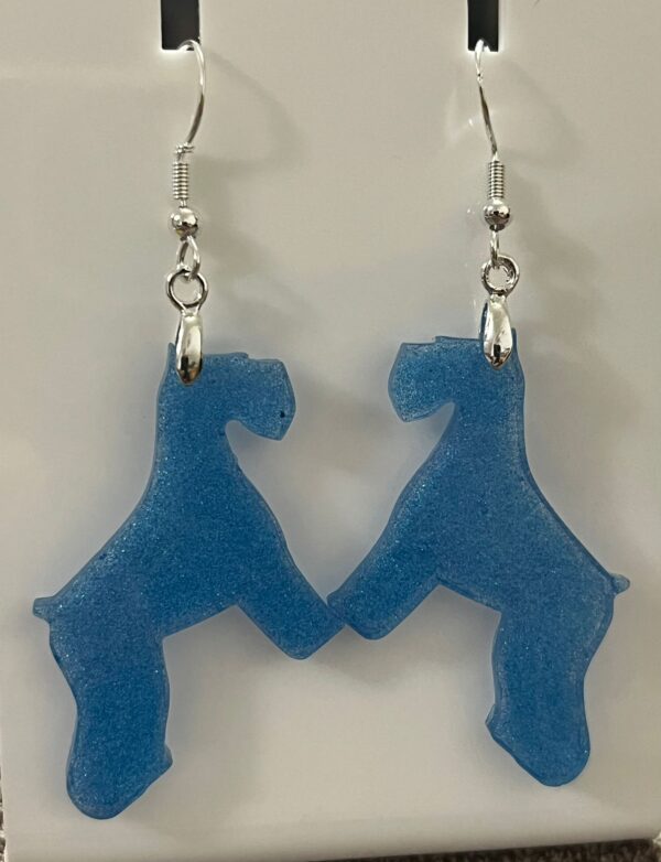 Pendientes Schnauzer Fuxia Purpurina - Azul - Imagen 4