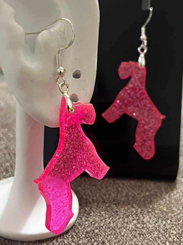Pendientes Schnauzer Fuxia Purpurina - Azul - Imagen 3