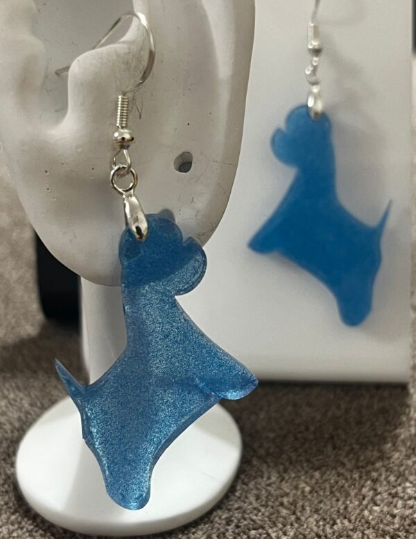 Pendientes Westie Fuxia Purpurina - Azul - Imagen 2
