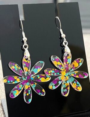 PENDIENTES DE FLORES METACRILATO